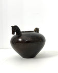 Vintage Bronze Horse Head Vessel | Dual Horse Sculpture Vase
