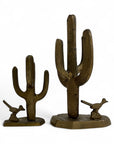 Vintage Brass Saguaro Cactus & Roadrunner — Pair (Set of 2)