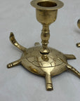 Vintage Brass Turtle Candlestick Holders- A Pair of