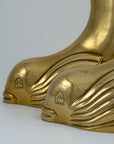 Vintage Brass Dolphin Sculptures- A Pair by Dolbi Cashier-14”