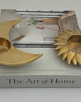 Vintage Brass Sun and Moon Candleholder-A Pair