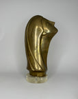 Modernist Brass Female Bust Sculpture | Abstract Woman’s Head, Vintage Brass Art Object on Lucite Base