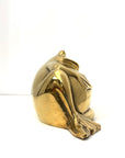 Vintage Polished Unlacquered Brass Relaxed Frog Sculpture Over 3 Pounds- Made in Korea