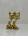 Small Vintage Brass Cool Cats-A Pair