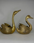 Vintage Brass Swan Planters-Pair