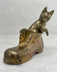 Vintage Brass Boot- A Cat and Mouse Chase