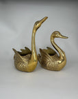 Vintage Brass Swan Planters-Pair