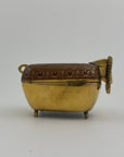 Vintage Brass Goat Trinket Dish With Enameled Etchings