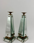 Pair of Vintage Maitland-Smith Mirrored Obelisk Candlesticks
