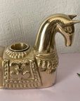 Vintage Brass Trojan Horse Candlestick Holders-A Pair