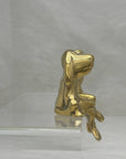 Rare Small Vintage Brass Shelf Sitting Dogs-A Pair