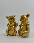 Pair of Vintage Brass Laughing Pig Figurines