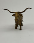 Vintage Brass Longhorn Bull Sculpture – 7.5” Long, 5.75” Horn Span, 4.75” Tall – Western-Southwestern-Texas Ranch Décor