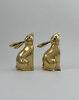 Pair of Vintage Brass Moon-Gazing Bunny Bookends