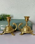 Vintage Brass Turtle Candlestick Holders- A Pair