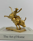 Rare Brass Bull Rider Figurine – Rodeo Cowboy Statue, Western Americana