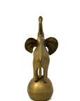 Vintage Brass Elephant on Ball | Mid-Century Circus Sculpture | 13+ inches tall