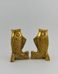 Vintage Brass Fish Vases-A Pair