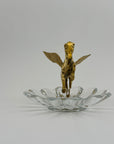 Vintage Brass Pegasus With Glass Trinket Dish- A Set