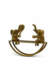Vintage Brass Figurine of Elephants Enjoying a Tennis Match on a Teeter-Totter