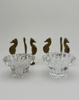 Vintage Brass Seahorse Stands with Crystal Inserts-A Pair