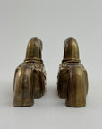 Pair of Vintage Trojan Horse Brass Candleholders