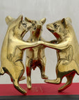 Vintage Brass Frolicking Pigs Holding Hands