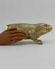 Large Vintage Brass Groundhog / Beaver Figurine -12.5” Long
