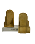 Vintage Art Deco Brass Bookends – Stepped Skyscraper Design (7.5” Tall)-A Pair
