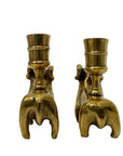 Vintage Brass Ram Candle Holders | Mid-Century Handcrafted Pair