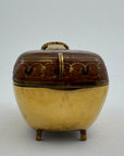 Vintage Brass Goat Trinket Dish With Enameled Etchings