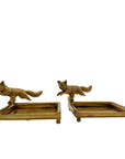 Vintage Brass Fox Trinket Dish-A Pair