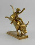 Rare Brass Bull Rider Figurine – Rodeo Cowboy Statue, Western Americana