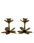 Vintage Brass Flower Candle Holders-A Pair