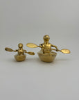 Vintage Brass Duck and Duckling Paddling Boats-A Pair