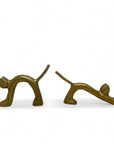 Vintage Brass Stretching Cats-A Pair
