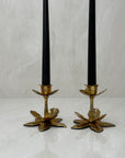 Vintage Brass Flower Candle Holders-A Pair
