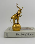 Vintage Brass Circus Elephant on Ball