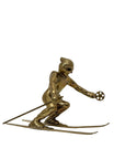 Vintage Brass Skier Figurine – Mid-Century Modern Alpine Sports Sculpture