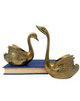 Vintage Brass Swan Planter Duo – Small Graceful Mid-Century Pair
