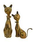 Mid-Century Modern Brass Cat Figurine Pair with Bow Ties – Vintage Whimsical Feline Décor