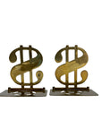 Vintage Brass Dollar Sign Folding Bookends