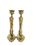 Vintage/Antique Brass Lion Candleholders- A Pair