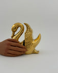 Vintage Brass Swan Bookends- A Pair
