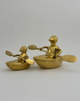 Vintage Brass Duck and Duckling Paddling Boats-A Pair
