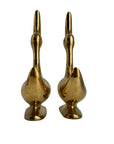 Vintage Polished Brass Geese Sculptures – Elegant Mid-Century Modern Pair