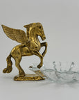 Vintage Brass Pegasus With Glass Trinket Dish- A Set