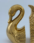 Vintage Brass Swan Bookends- A Pair