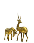Rare Vintage Polished Brass Gazelle Pair | Mid-Century Modern Antelope Sculptures