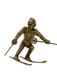 Vintage Brass Skier Figurine – Mid-Century Modern Alpine Sports Sculpture